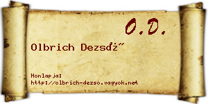 Olbrich Dezső névjegykártya